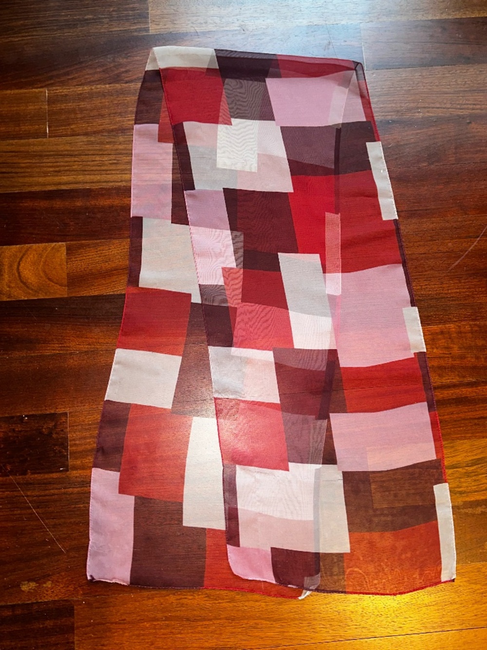 Lightweight Color Block Scarf ~ Reds, Pinks and White